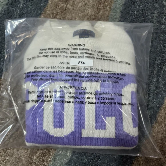 Polo Ralph Lauren Girls Knit Sweater Purple Logo Stripe Size L (12–14) - Picture 7 of 7